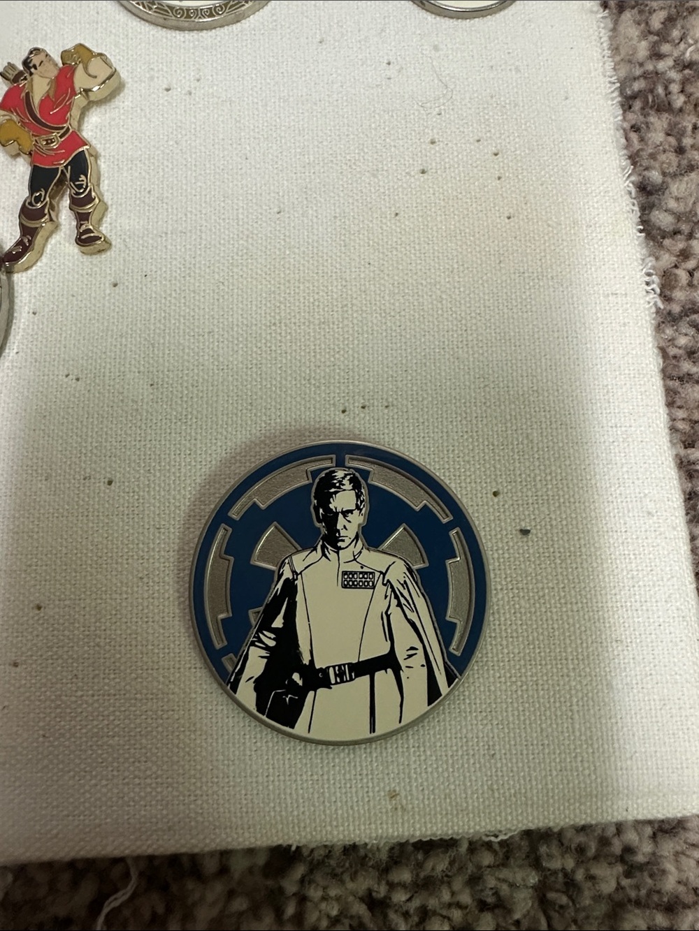 Disney Silver Mickey Pattern Collector Pin Back